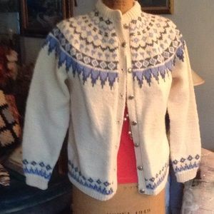 Fair isle sweater knit cardigan